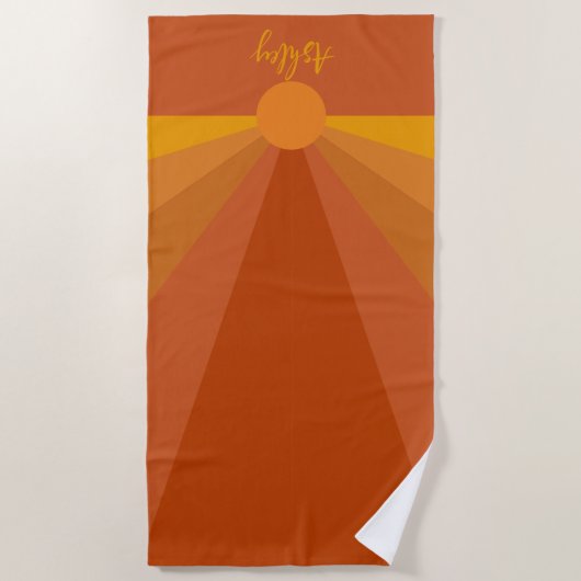 Aangepaste naam Retro Sunset Strandlaken (Voorkant)
