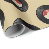 Aangepaste naam Retro Vinyl Record Wrapping Paper Cadeaupapier (Rol Hoek)