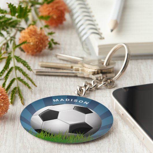 Aangepaste naam Retro Voetbal sleutelketens Sleutelhanger (Zijkant)