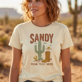 Aangepaste naam Retro Western Woestijn Cactus Cowb T-shirt