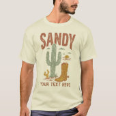 Aangepaste naam Retro Western Woestijn Cactus Cowb T-shirt (Voorkant)