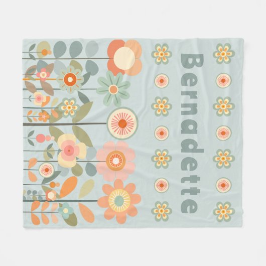 Aangepaste naam Retro  Wildflower Floral Daisy Fleece Deken (Voorkant (Horizontaal))