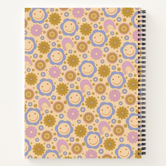 Aangepaste naam Retro  Wildflower Floral Daisy Notitieboek (Achterkant)