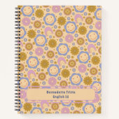 Aangepaste naam Retro  Wildflower Floral Daisy Notitieboek (Voorkant)