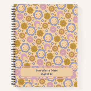 Aangepaste naam Retro  Wildflower Floral Daisy Notitieboek