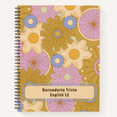 Aangepaste naam Retro  Wildflower Floral Daisy Notitieboek (Voorkant)