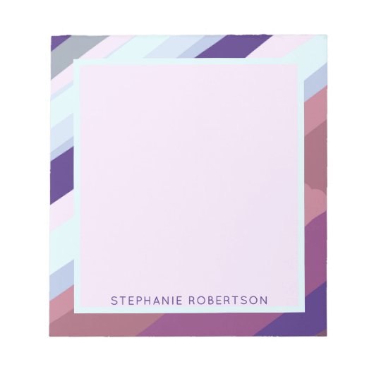 Aangepaste naam Retro Winter Strepen Pastel Roze M Notitieblok (Voorkant)