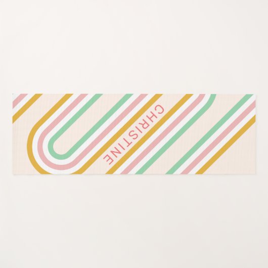Aangepaste Naam Retro Yoga Mat (Voorkant (horizontaal))
