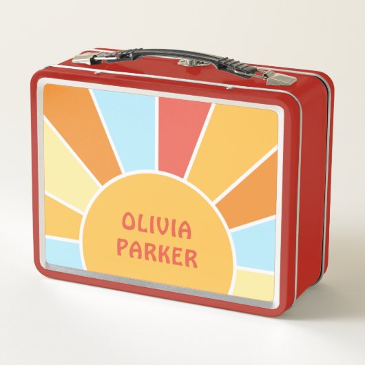 Aangepaste Naam Retro Zonnestraal Kleurrijk (Achterkant)