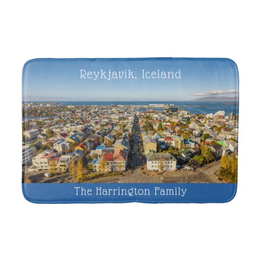 Aangepaste naam Reykjavik IJsland Badmat (Voorkant)