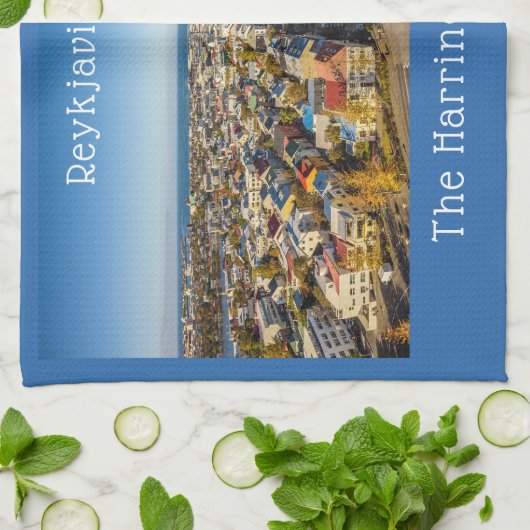 Aangepaste naam Reykjavik IJsland Theedoek (Gevouwen)