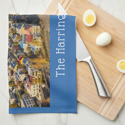 Aangepaste naam Reykjavik IJsland Theedoek (Quarter Fold)