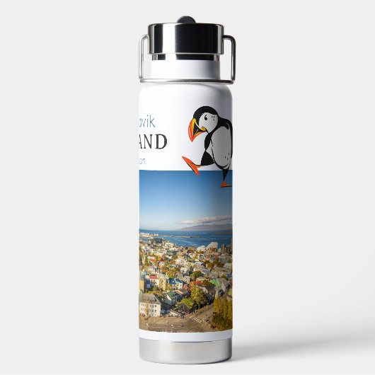 Aangepaste naam Reykjavik IJsland Waterfles (Achterkant)