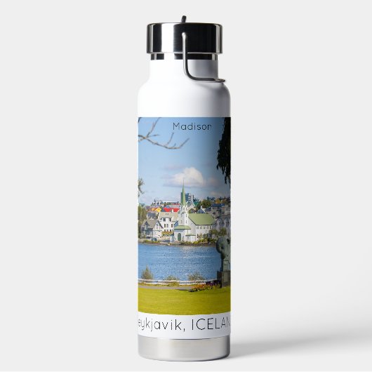 Aangepaste naam Reykjavik IJsland Waterfles (Links)