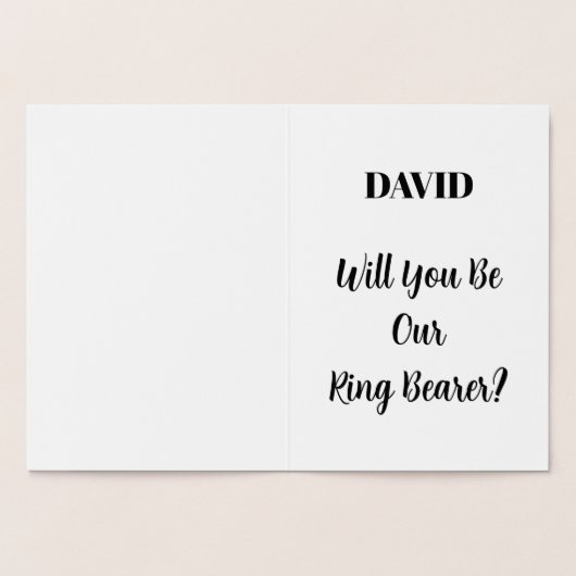 Aangepaste naam ringdrager trouw simpel minimaal folie kaarten (Binnen)