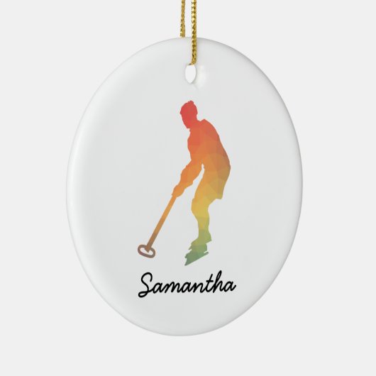 Aangepaste naam Ringette Girl Gradient Keramisch Ornament (Rechts)