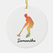 Aangepaste naam Ringette Girl Gradient Keramisch Ornament (Voorkant)