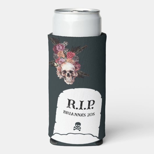 Aangepaste naam - RIP 20s (of elk decennium) verja Seltzer Blikjeskoeler (Seltzer Voorkant)