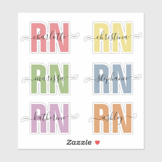 Aangepaste naam RN geregistreerde verpleegwaardest Sticker (Vel)