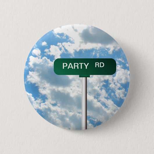 Aangepaste naam Road Street Sign on Blue Sky Ronde Button 5,7 Cm (Voorkant)