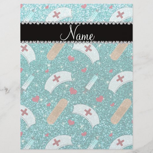 Aangepaste naam robin blue glitter verpleegster pe flyer (Voorkant)