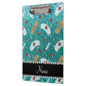 Aangepaste naam robin blue glitter verpleegster pe klembord (Links)