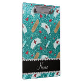 Aangepaste naam robin blue glitter verpleegster pe klembord (Rechts)