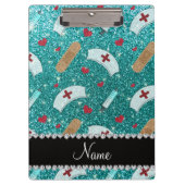 Aangepaste naam robin blue glitter verpleegster pe klembord (Voorkant)