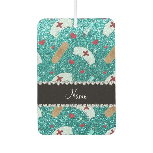 Aangepaste naam robin blue glitter verpleegster pe luchtverfrisser (Voorkant)