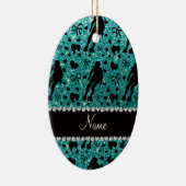 Aangepaste naam robin egg blue glitter roller derb keramisch ornament (Rechts)