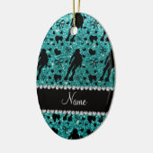 Aangepaste naam robin egg blue glitter roller derb keramisch ornament (Links)