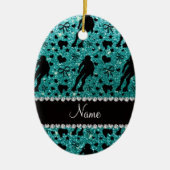 Aangepaste naam robin egg blue glitter roller derb keramisch ornament (Voorkant)
