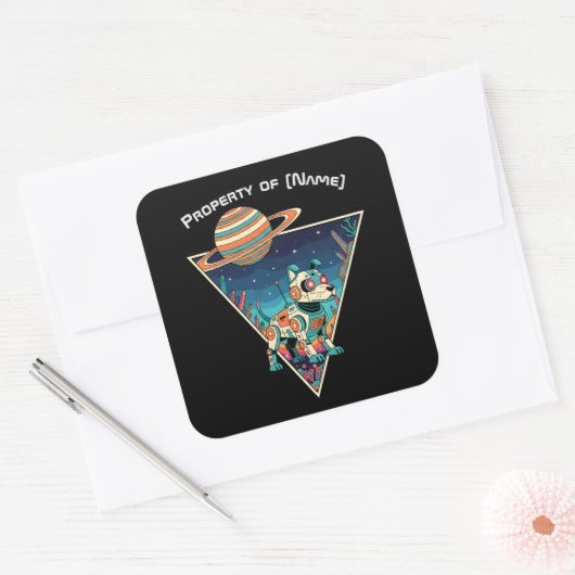 Aangepaste naam robot hond - Space Cadet sticker (Envelop)