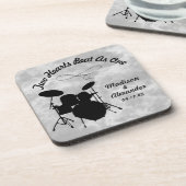 Aangepaste naam Rock & Roll Drummer Wedding Drum K Bier Onderzetter (Linkerzijde)