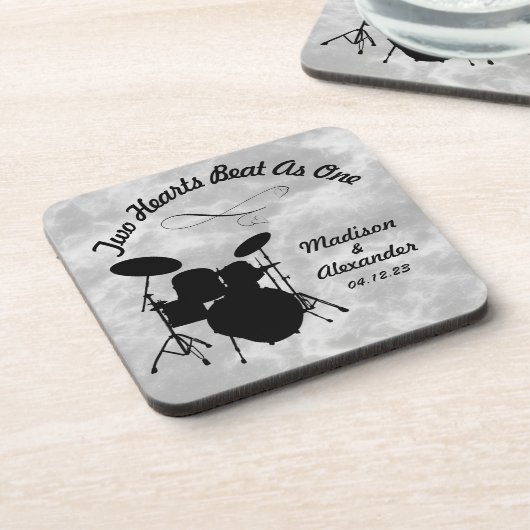 Aangepaste naam Rock & Roll Drummer Wedding Drum K Bier Onderzetter (Linkerzijde)