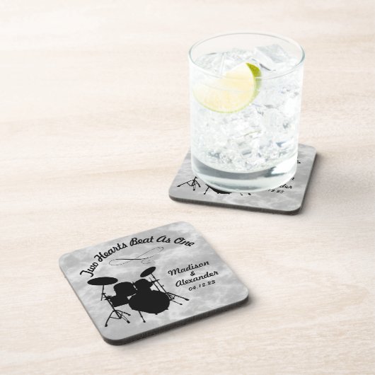 Aangepaste naam Rock & Roll Drummer Wedding Drum K Bier Onderzetter (Rechterzijde)
