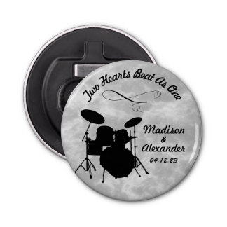 Aangepaste naam Rock & Roll Drummer Wedding Drum K Button Flesopener