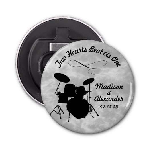 Aangepaste naam Rock & Roll Drummer Wedding Drum K Button Flesopener (Voorkant)