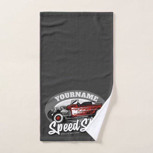 Aangepaste naam Rockabilly Roadster Speed Shop Gar Bad Handdoek (Handdoek)