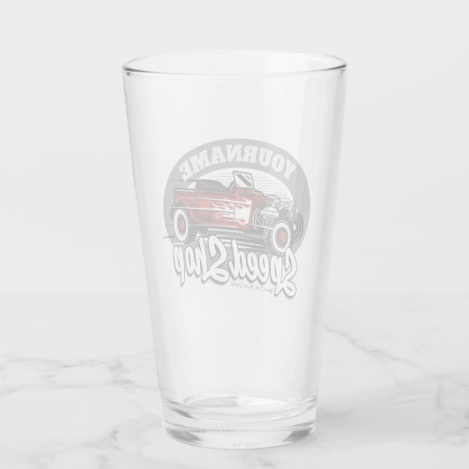 Aangepaste naam Rockabilly Roadster Speed Shop Gar Glas (Achterkant)