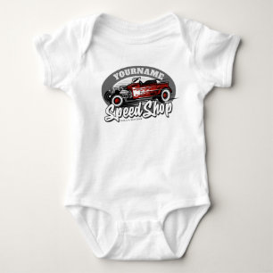 Aangepaste naam Rockabilly Roadster Speed Shop Gar Romper
