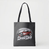 Aangepaste naam Rockabilly Roadster Speed Shop Gar Tote Bag (Voorkant)