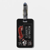 Aangepaste naam Rockabilly Tattoo Rock & Roll Skul Bagagelabel (Achterkant verticaal)