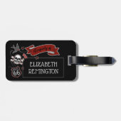 Aangepaste naam Rockabilly Tattoo Rock & Roll Skul Bagagelabel (Achterkant horizontaal)