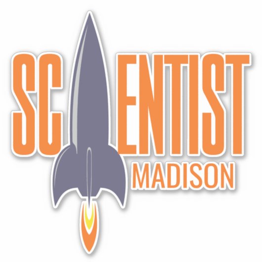 Aangepaste naam Rocket Scientist Sticker (Voorkant)