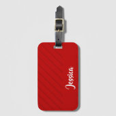Aangepaste naam rode diagonaal plastic getextureer bagagelabel (Voorkant (verticaal))