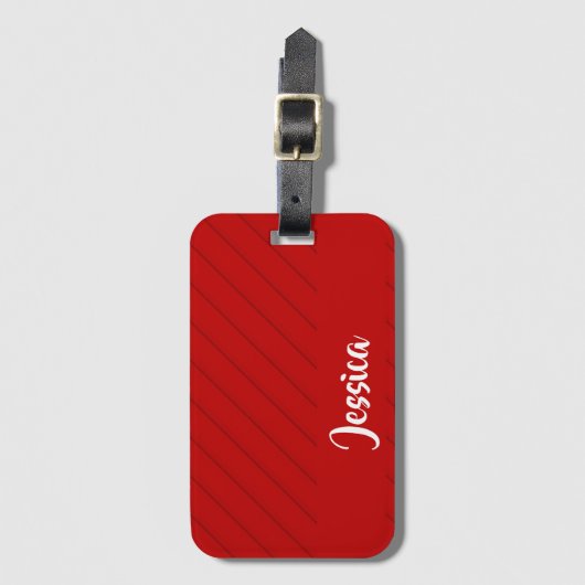 Aangepaste naam rode diagonaal plastic getextureer bagagelabel (Voorkant (verticaal))