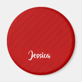 Aangepaste naam rode diagonaal plastic getextureer magneet (Voorkant)