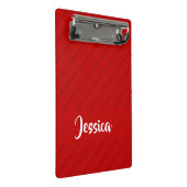 Aangepaste naam rode diagonaal plastic getextureer mini klembord (Schuin)