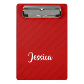 Aangepaste naam rode diagonaal plastic getextureer mini klembord (Voorkant)